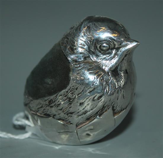 Silver chick pincushion, Chester 1906, probably Samson Mordan